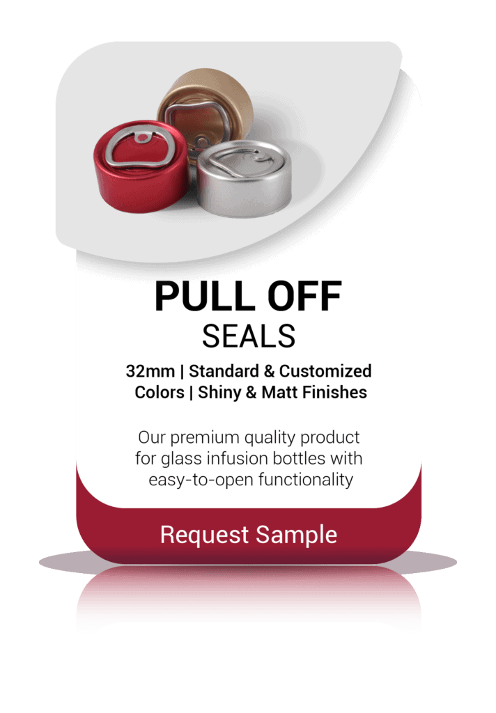 Pull off seals for glass infusion bottles